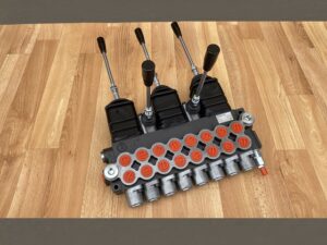 Rozvádzač 8-sekčný s joystickmi. Hydraulický rozvádzač 8-sekciový s prietokom 50 litrov za minutu. Rozvádzač vhodný na ovládanie hydraulických valcov, hydromotorov. Použitie: baber, minibager, hydraulická ruka.